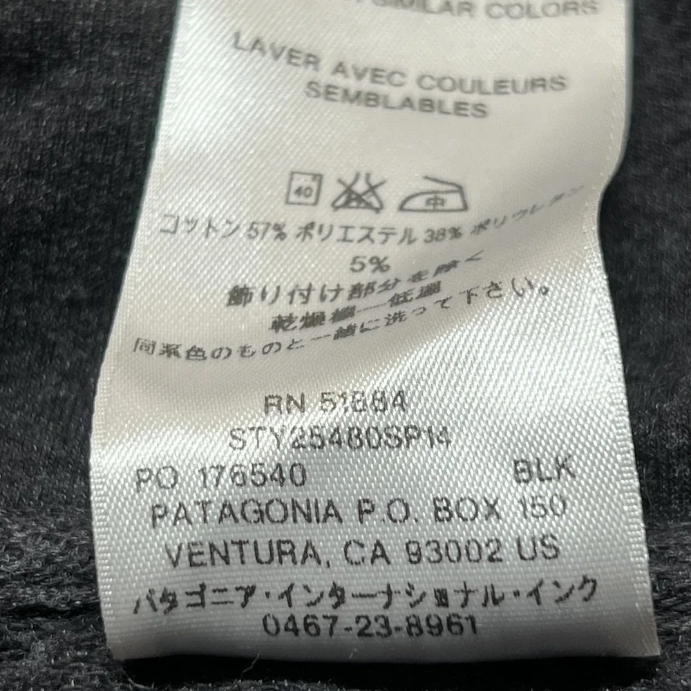 Patagonia Jacket Womens Medium Black Organic Cotton Full Zip Thumbholes Pockets
